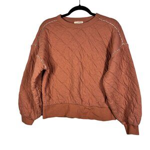 Universal Thread Womens Rust Quilted Crewneck Sweatshirt Medium Pullover